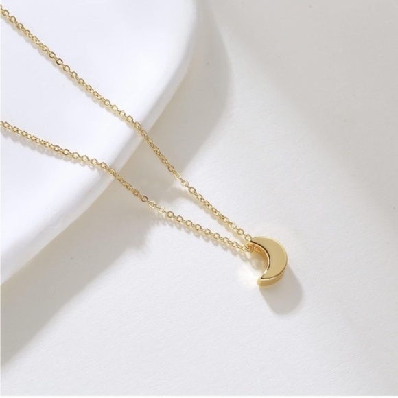 Gold 14k Gold Plated Moon Pendant Necklace - Picture 5 of 6